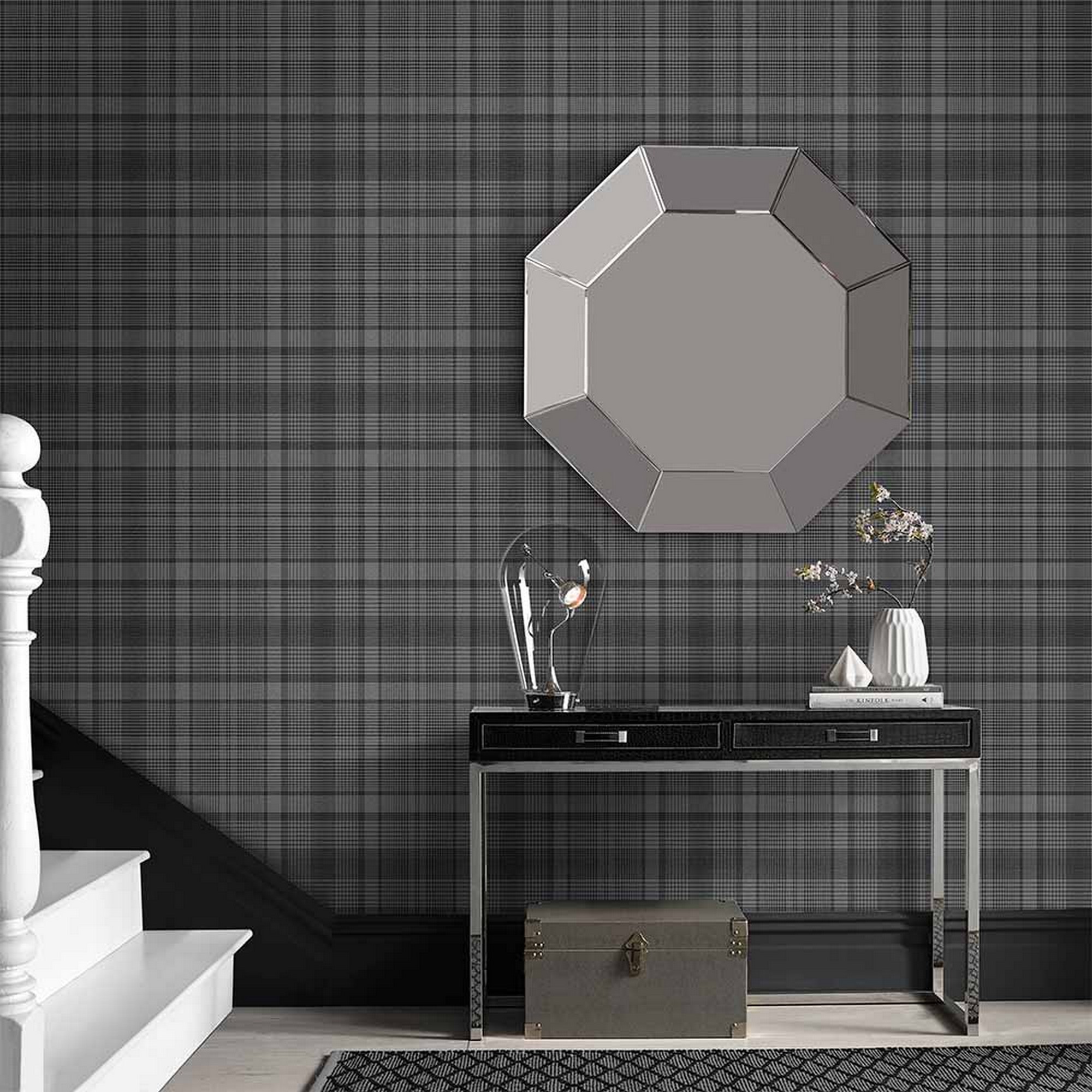 Heritage Plaid Wallpaper 107596 By Graham Brown In Charcoal Grey